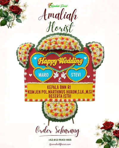 Karangan Papan Bunga Pernikahan di Sindanglaka
